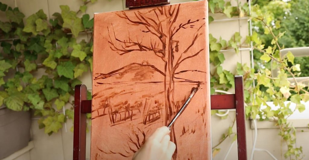 landscape oil painting outline